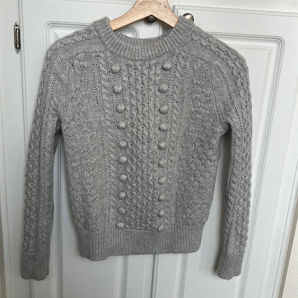 J. Crew Womens XXS cable knit sweater wool blend silver